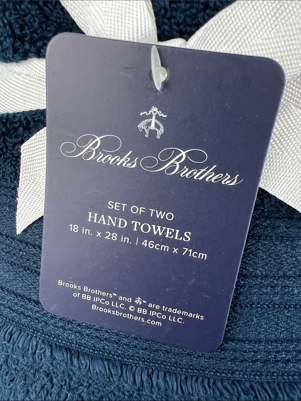 Brooks Brothers Bath Towel Set Navy Blue Soft Plush 100% Cotton 8 Pc NEW